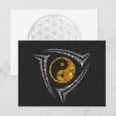 Carte Postale Yin & Yang / Tribal - or argent (Devant / Derrière)