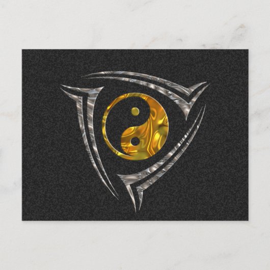 Carte Postale Yin & Yang / Tribal - or argent (Devant)