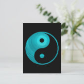 Carte Postale Yin Yang Turquoise Blue Aqua Spiral Modèle Noir (Debout devant)