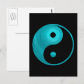 Carte Postale Yin Yang Turquoise Blue Aqua Spiral Modèle Noir (Devant / Derrière)