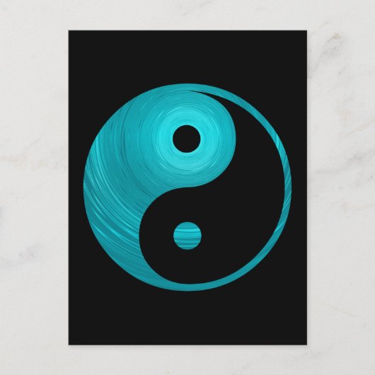 Carte Postale Yin Yang Turquoise Blue Aqua Spiral Modèle Noir (Devant)