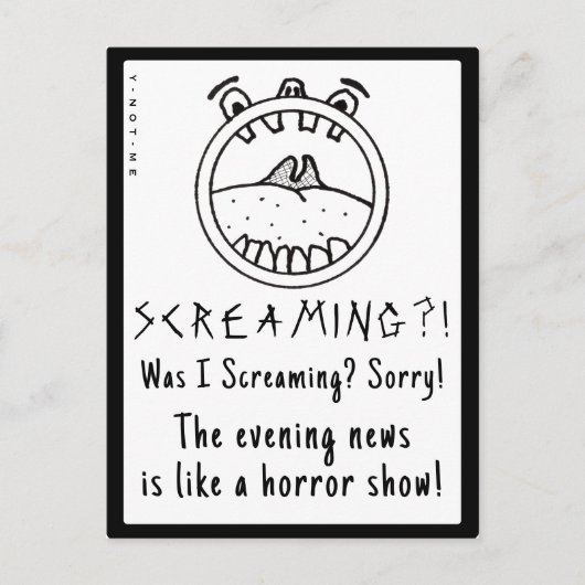 CARTE POSTALE YNOTME SCREAMING HEAD NEWS (Devant)