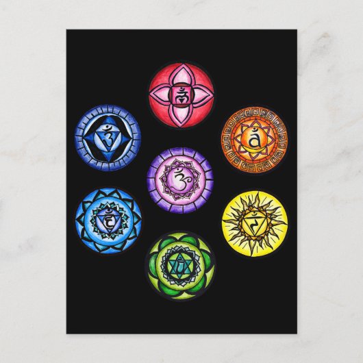 Carte Postale Yoga - 7 chakras Énergie (Devant)