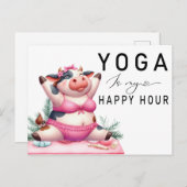Carte Postale Yoga Cow est ma femme de l'heure heureuse Faisant (Devant / Derrière)