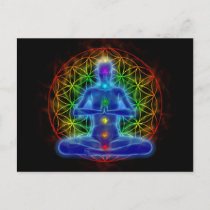 Carte Postale Yoga et méditation - fleur de vie
