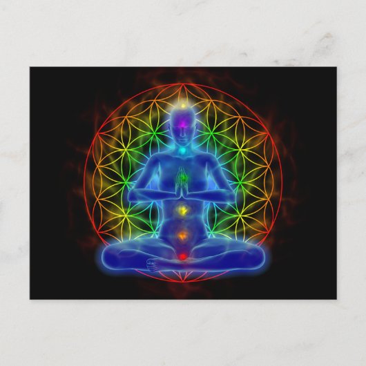 Carte Postale Yoga et méditation - fleur de vie (Devant)