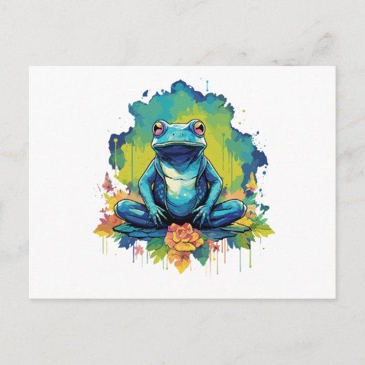 Carte Postale Yoga Frog Aquarelle (Devant)