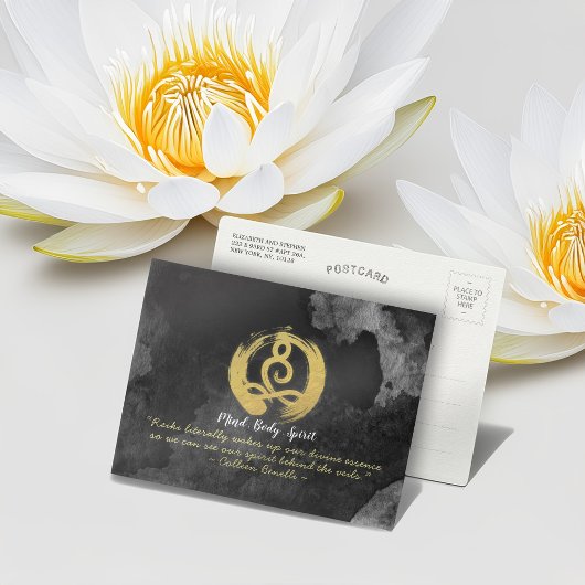 Carte Postale Yoga Instructor Gold Meditation Posture Symbole Ze