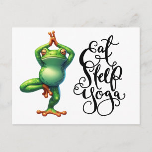 Carte Postale Yoga Manger dormir Yoga Répéter Grenouille Posant