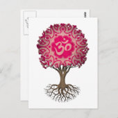 Carte Postale Yoga rose Om Tree of Life (Devant / Derrière)