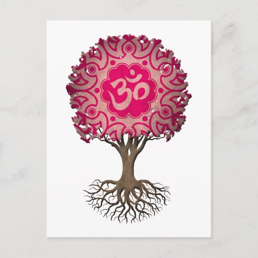 Carte Postale Yoga rose Om Tree of Life (Devant)