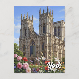 Carte Postale York Minster England Flowers