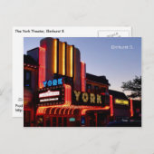 Carte Postale York Theater Marquee, Restored Gem In Elmhurst Il. (Devant / Derrière)