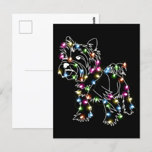 Carte Postale Yorkie Avec Noël Lumière Yorkie Propriétaire Joli