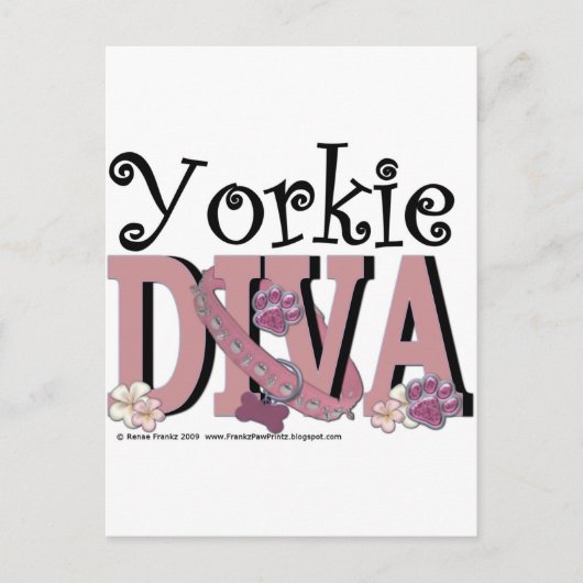 Carte Postale Yorkie DIVA (Devant)