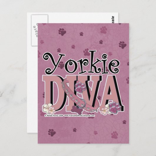 Carte Postale Yorkie DIVA (Devant / Derrière)