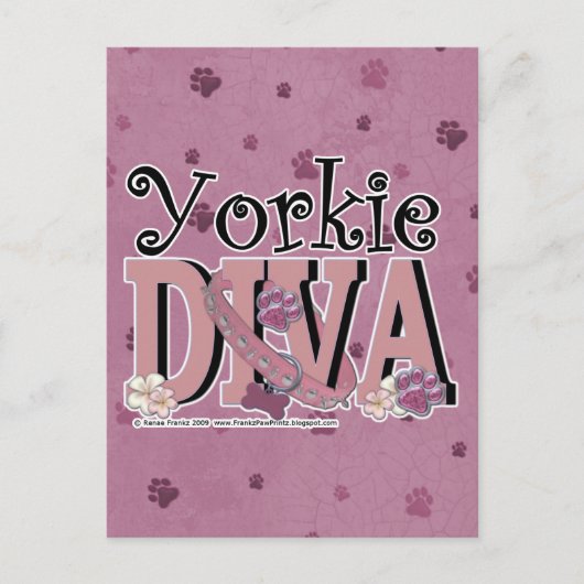 Carte Postale Yorkie DIVA (Devant)