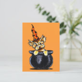 Carte Postale Yorkie Halloween Bonne Sorcière Sans Laisse Art™ (Debout devant)