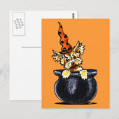 Carte Postale Yorkie Halloween Bonne Sorcière Sans Laisse Art™ (Devant / Derrière)