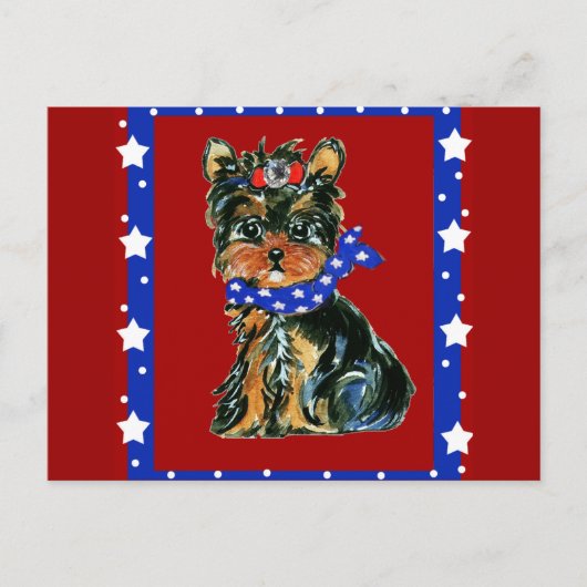 Carte Postale Yorkie Poo du 4 juillet (Devant)