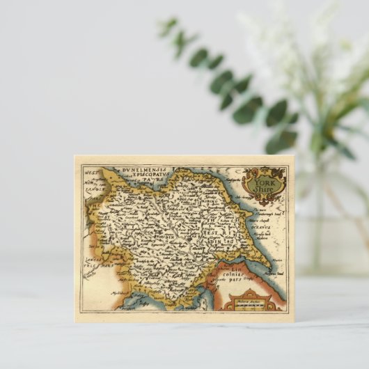 Carte Postale Yorkshire Comté Angleterre Ancien Atlas Antiquaire (Debout devant)
