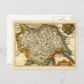 Carte Postale Yorkshire Comté Angleterre Ancien Atlas Antiquaire (Devant / Derrière)