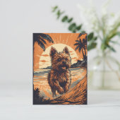 Carte Postale Yorkshire-terrier à la plage (Debout devant)