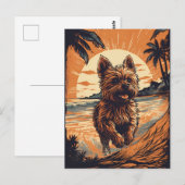 Carte Postale Yorkshire-terrier à la plage (Devant / Derrière)