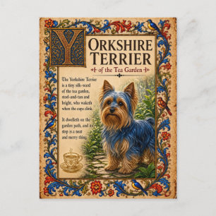 Carte Postale Yorkshire Terrier, Art du Bestiaire Médiéval
