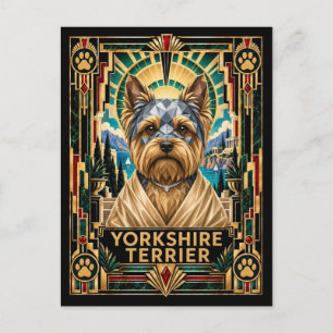 Carte Postale Yorkshire Terrier, Chien Art Déco