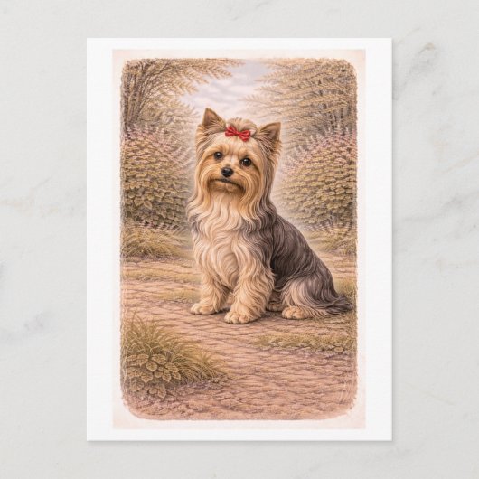 Carte Postale Yorkshire Terrier de style vintage (Devant)