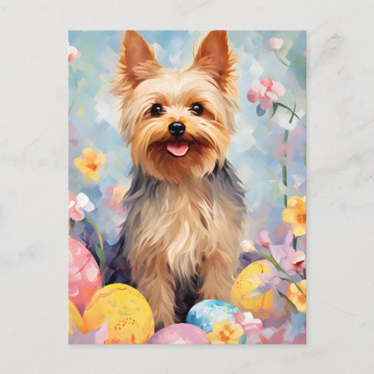 Carte Postale Yorkshire Terrier Joyeux Pâques (Devant)