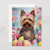Carte Postale Yorkshire Terrier Joyeux Pâques (Devant / Derrière)