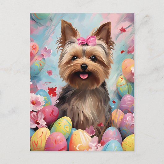 Carte Postale Yorkshire Terrier Joyeux Pâques (Devant)