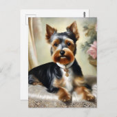 Carte Postale Yorkshire Terrier mignon chien (Devant / Derrière)