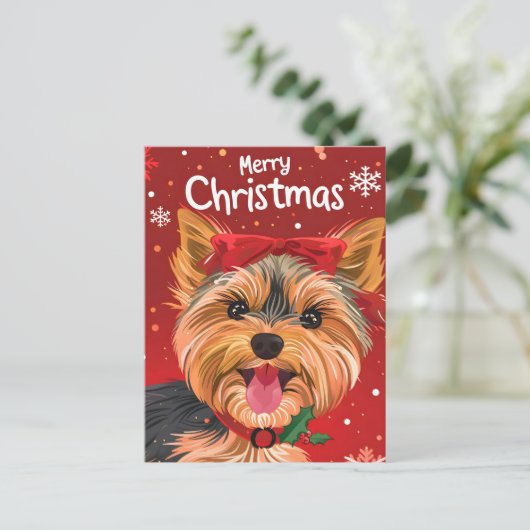 Carte Postale Yorkshire Terrier Noël (Debout devant)