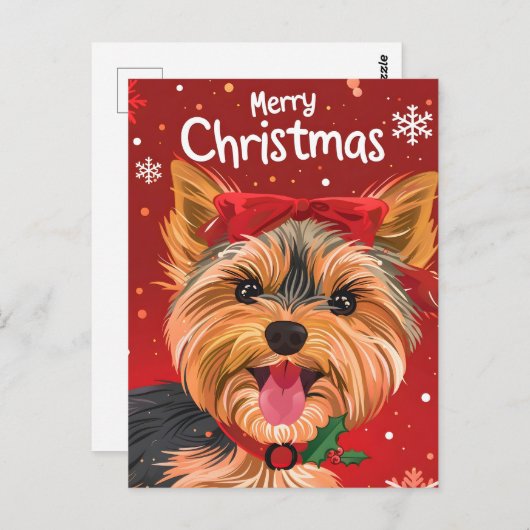 Carte Postale Yorkshire Terrier Noël (Devant / Derrière)