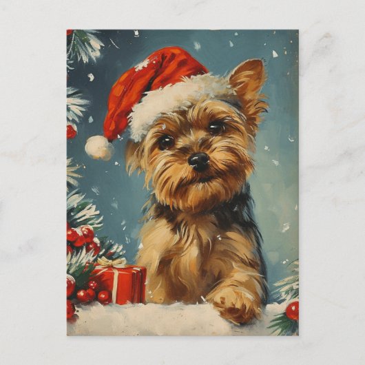 Carte Postale Yorkshire Terrier Noël (Devant)