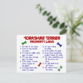Carte Postale YORKSHIRE TERRIER Propriété Lois 2 Yorkie (Debout devant)
