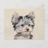 Carte Postale Yorkshire Terrier Puppy Peinture Chien original (Devant)
