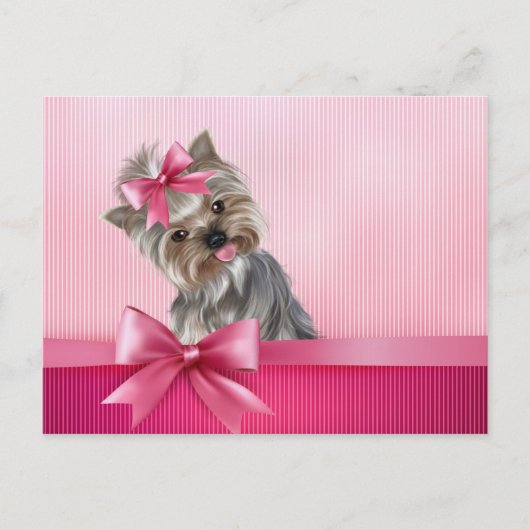 Carte Postale Yorkshire Terrier rose Princesse Yorkie Chien chio (Devant)