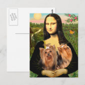Carte Postale Yorkshire Terriers (deux) - Mona Lisa (Devant / Derrière)