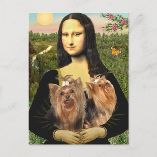 Carte Postale Yorkshire Terriers (deux) - Mona Lisa (Devant)