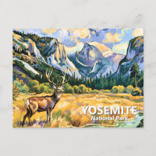 Carte Postale Yosemite Half Dome Animal Cerf Van Gogh Vintage