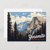Carte Postale Yosemite Half Dome Vintage Poster Art (Devant / Derrière)