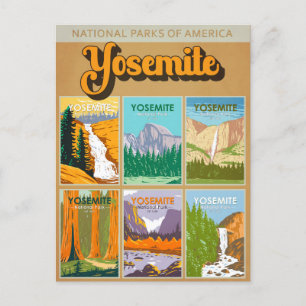Carte Postale Yosemite National Park California Landmark Collage