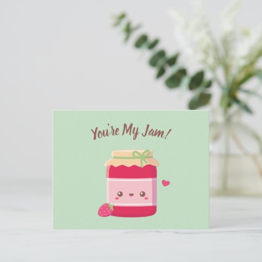 Carte Postale You Are My Jam, Cute Strawberry Jam Valentines Day (Debout devant)