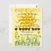 Carte Postale You are my sunshine. (Devant / Derrière)