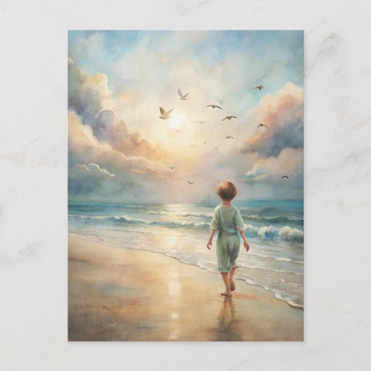 Carte Postale Young Boy on Beach (Devant)