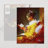 Carte Postale Young Girl Reading - peinture du 18ème siècle (Devant / Derrière)